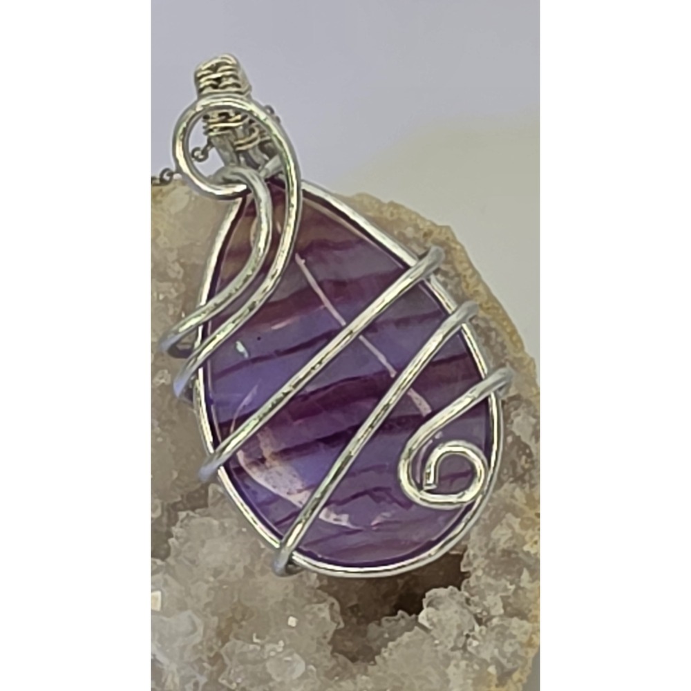 Wire-Wrapped Rainbow Fluorite Pendant